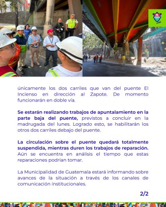 Comunicado oficial. Imagen: Municipalidad de Guatemala /La Hora
