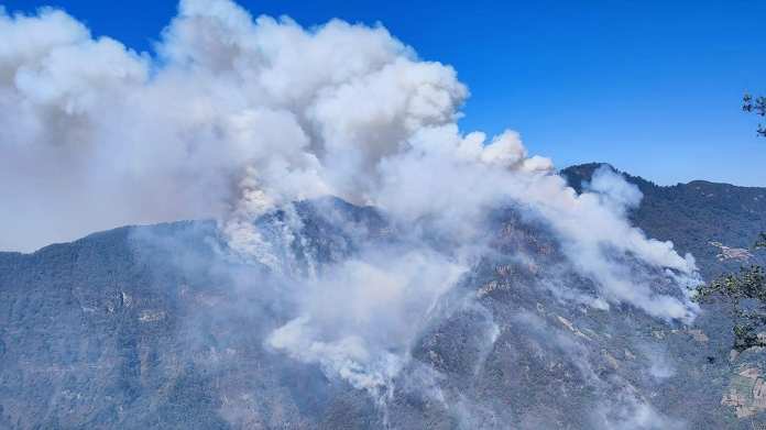 El incendio se expande con facilidad en el cerro Siete Orejas. Foto / Bomberos Voluntarios.