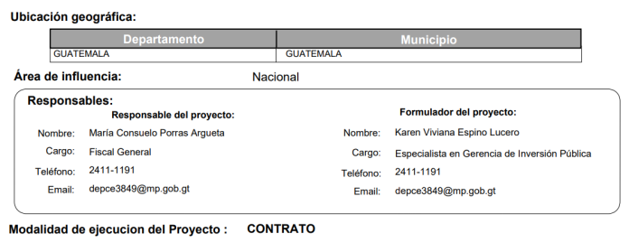 Reporte de informaciÃ³n general del proyecto a cargo del SNIP. 