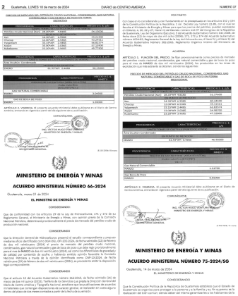 El acuerdo 75-2024 SG fue publicado en el Diario de Centro América. Foto La Hora / DCA