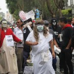 La Justicia es uno de los personajes habituales en la Huelga de Dolores de la Universidad de San Carlos (Usac). Foto: José Orozco/La Hora