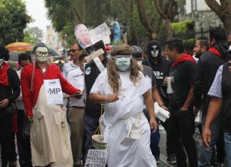 La Justicia es uno de los personajes habituales en la Huelga de Dolores de la Universidad de San Carlos (Usac). Foto: José Orozco/La Hora