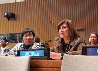 Karin Herrera, vicepresidenta de Guatemala, en la Asamblea Genera de la Organización de Naciones Unidas (ONU) Mujeres. Foto: Vicepresidencia de Guatemala