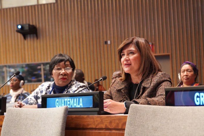 Karin Herrera, vicepresidenta de Guatemala, en la Asamblea Genera de la Organización de Naciones Unidas (ONU) Mujeres. Foto: Vicepresidencia de Guatemala