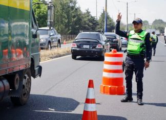 Puesto de control del Departamento de Tránsito de la Policía Nacional Civil (Tránsito-PNC). Foto: Tránsito-PNC