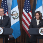 Arévalo y Harris ofrecen una conferencia de prensa. Foto / Casa Blanca, captura de pantalla.