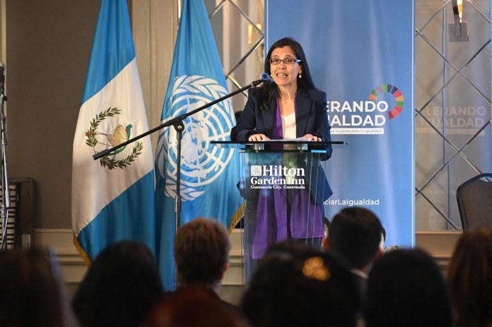 Gloria Carrera Massana, de ONU Mujeres, dijo que una de las mayores barreras para el progreso es la falta alarmante de financiamiento a nivel mundial. Foto: Naciones Unidas en Guatemala