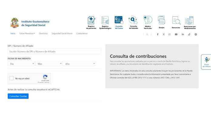 consulta cuotas planilla electrónica IGSS