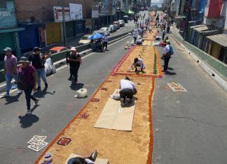 "Elaboración de la alfombra mas grande la ciudad capital" (Foto: José Orozco)