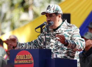 El presidente de Venezuela, Nicolás Maduro, habla durante una manifestación. (Foto AP/Pedro Rances Mattey)