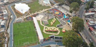 Vista aérea del Parque Bicentenario de la zona 21, que costó Q39.5 millones. Foto: Ministerio de Cultura y Deportes.