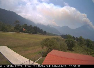 La Conred informó sobre un incendio en el volcán de San Pedro, en jurisdicción de Santiago Atitlán. Foto: X de Clima Guatemala