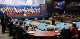 Vista general de la Reunión Ministerial del Grupo de Revisión de la Implementación de Cumbres durante la 52ª Asamblea General de la OEA en Lima el 6 de octubre de 2022. (Foto de Cris BOURONCLE/POOL/AFP)