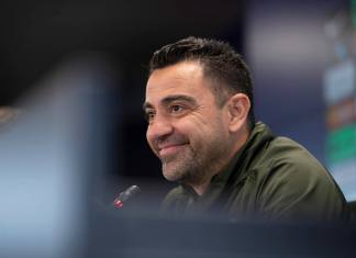 Xavi Hernández durante una rueda de prensa.