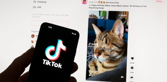 El logo de TikTok en un teléfono celular, en Boston. (Foto AP/Michael Dwyer)