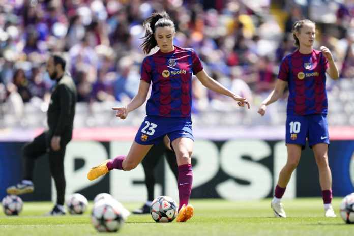 Ingrid Syrstad Engen del Barcelona previo al partido contra Chelsea en las semifinales de la Liga de Campeones femenina, el sábado 20 de abril de 2024. Foto: AP/José Bretón