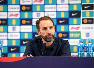 El técnico de Inglaterra Gareth Southgate Euro 2024, el martes 21 de mayo de 2024. (Martin Rickett/PA vía AP)