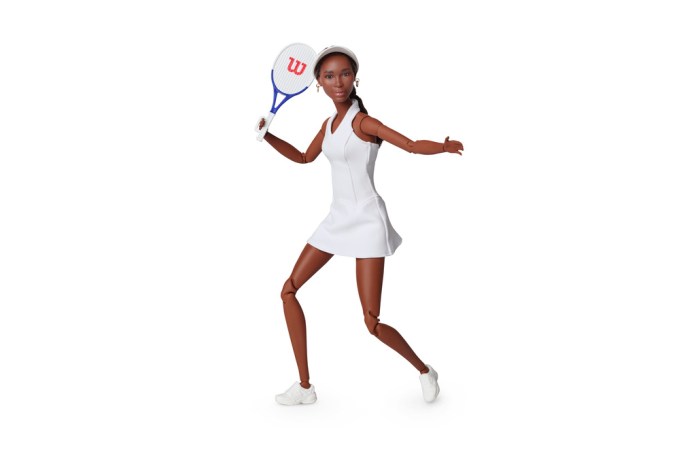 Foto provista por Mattel Inc. de la muñeca de Barbie con la imagen de la tenista Venus Williams que será parte de una colección de muñecas junto a otras 8 deportistas. (Mattel Inc. via AP)