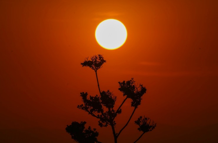 Sale el sol en medio de altas temperaturas en Ciudad de México, el 23 de mayo de 2024. (Foto AP/Marco Ugarte)