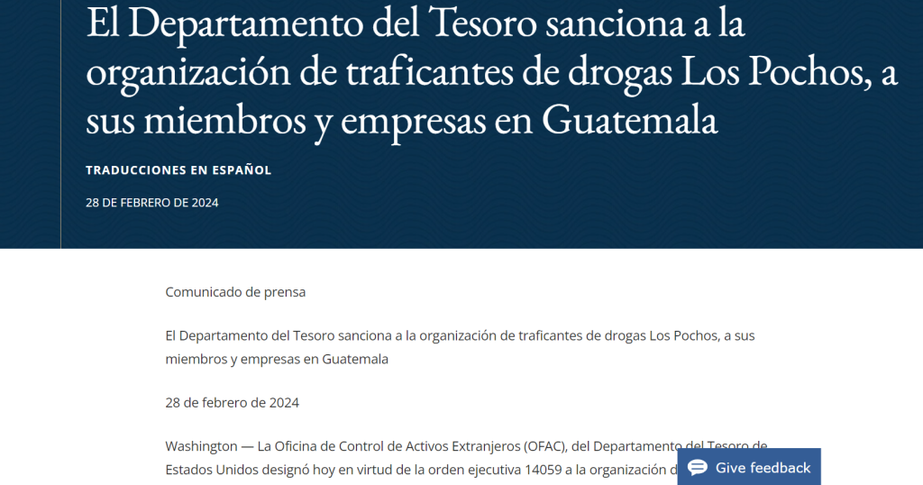 El pasado 28 de febrero el Departamento del Tesoro sancionó a Suñiga y a su esposo. (Foto: captura de pantalla)