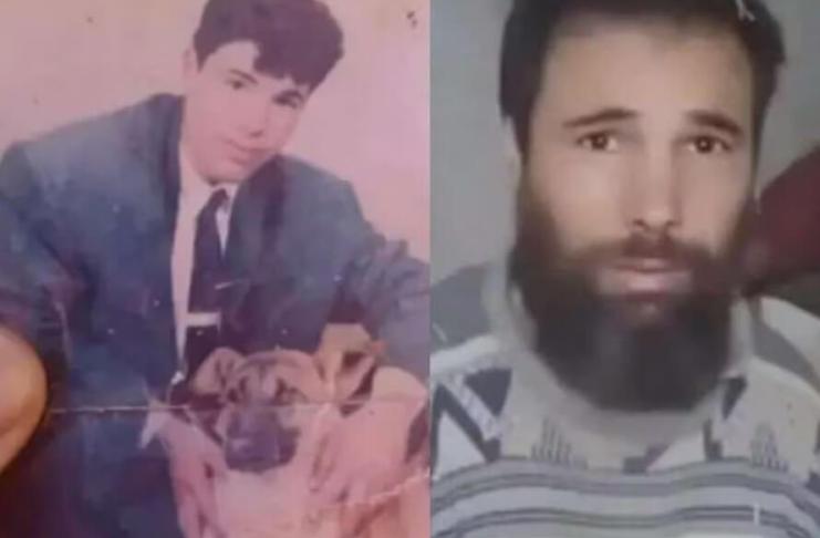 A la izquierda, la imagen del hombre tras ser rescatado. A la derecha, una fotografía previa a su desaparición. Foto: Medios locales / BBC.