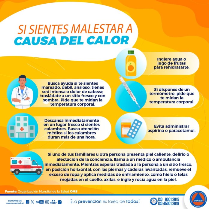 Recomendaciones para evitar molestias que se deriven del calor. 