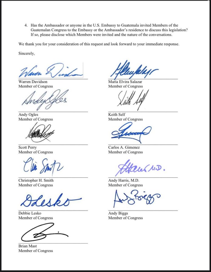 La carta está firmada por 11 congresistas republicanos de EE.UU. (Foto: Cortesí