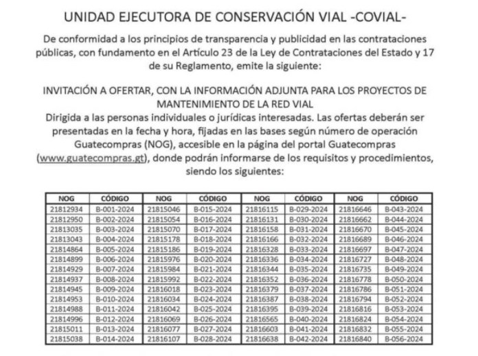 El Ministerio de Comunicaciones, Infraestructura y Vivienda (CIV) publicó el anuncio en el Diario Oficial. Foto La Hora / captura de pantalla