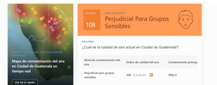 Cerca del medio día el nivel era perjudicial para grupos sensibles. (Foto: captura de pantalla)