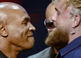 Fotografía del pasado 13 de mayo de Mike Tyson y el youtuber Jake Paul en Nueva York. La pelea ante Paul fue aplazada debido a un problema médico de Tyson. La siguiente fecha se anunciará el 7 de junio. Foto: EFE/EPA/Peter Foley/La Hora