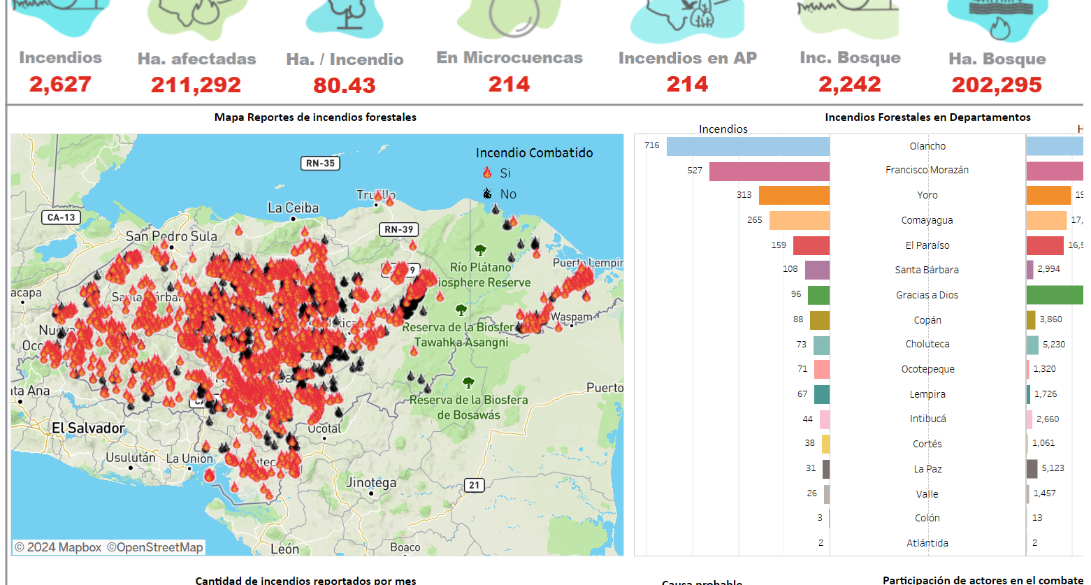 En Honduras, la mayor parte del territorio está afectado por incendios. (Foto: Instituto Nacional de Conservación Forestal de Honduras)