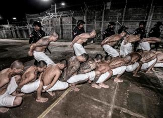 Fotografía cedida por el gobierno de El Salvador donde se observa el traslado de pandilleros al Centro de Confinamiento para el Terrorismo (Cecot), este martes en Tecoluca (El Salvador).