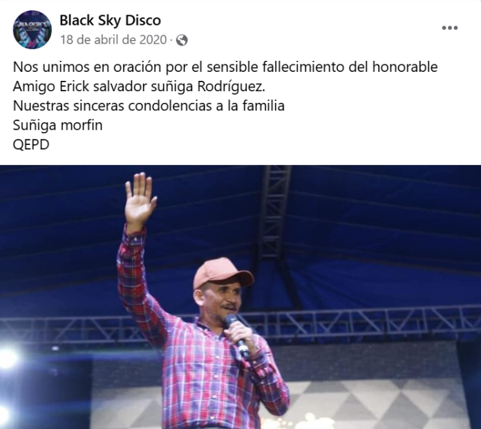 A través de su empresa, alias "Beto" externaba su pésame por la muerte de Erick Súñiga. (Foto: captura de pantalla)