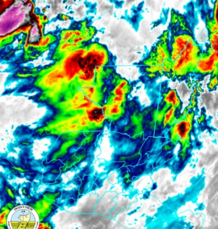 Imagen satelital en la que se observa nubosidad y humedad en el país. (Foto: Insivumeh)