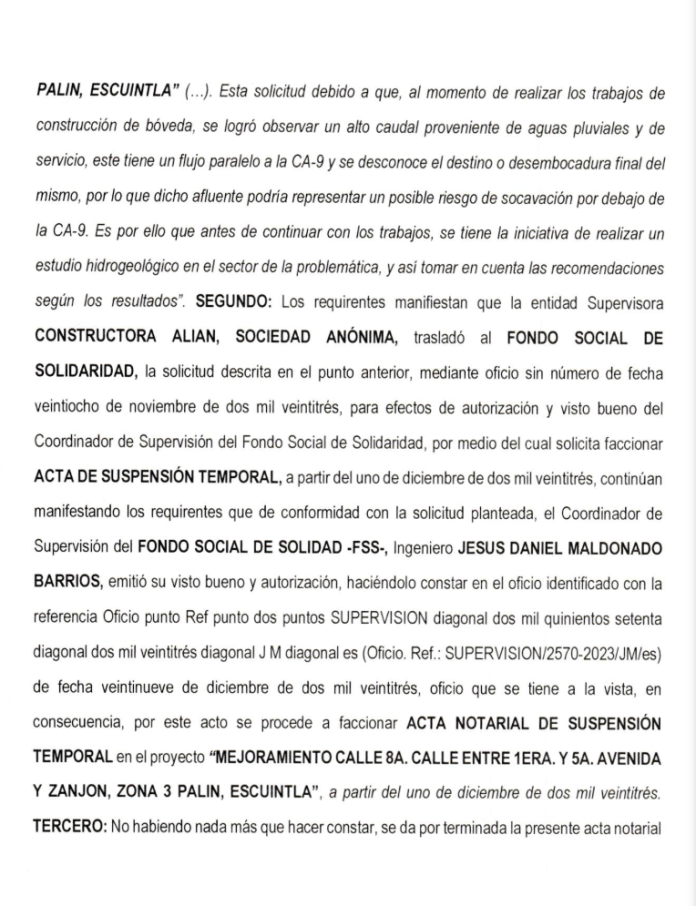 Se emitió un acta de suspensión temporal de la obra a partir del 1 de diciembre 2023, pero fue inaugurada en 12 de enero 2024, pese a no resolver problemas planteados. (Foto: Captura de pantalla)