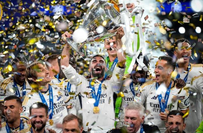 El Real Madrid con la Orejona tras ganar la Champions. Foto: AP Photo/Kirsty Wigglesworth