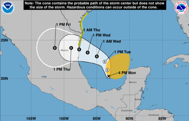 El ciclón tendría un recorrido hacia el norte de México y sur de Texas. (Foto: NOAA/NHC)