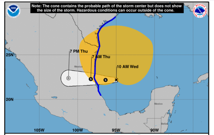 Alberto afectará principalmente el norte de México y sur de Texas. (Foto: NOAA)