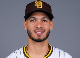 El infielder de los Padres de San Diego Tucupita Marcano posa para una foto el 20 de febrero de 2024, en Peoria, Arizona. MLB investiga a Marcano por supuestamente en apostar en juegos. (AP Foto/Lindsey Wasson, File)