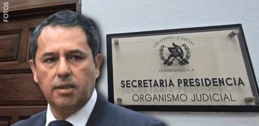 El presidente del Organismo Judicial, Oscar Cruz, y la Secretaría de ese poder. Arte: La Hora / Roberto Altán.