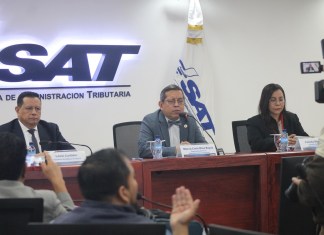 Autoridades de la SAT realizan conferencia de prensa para dar a conocer los beneficios de la firma de un Memorándum de entendimiento entre Guatemala y Panamá. Foto La Hora / José Orozco