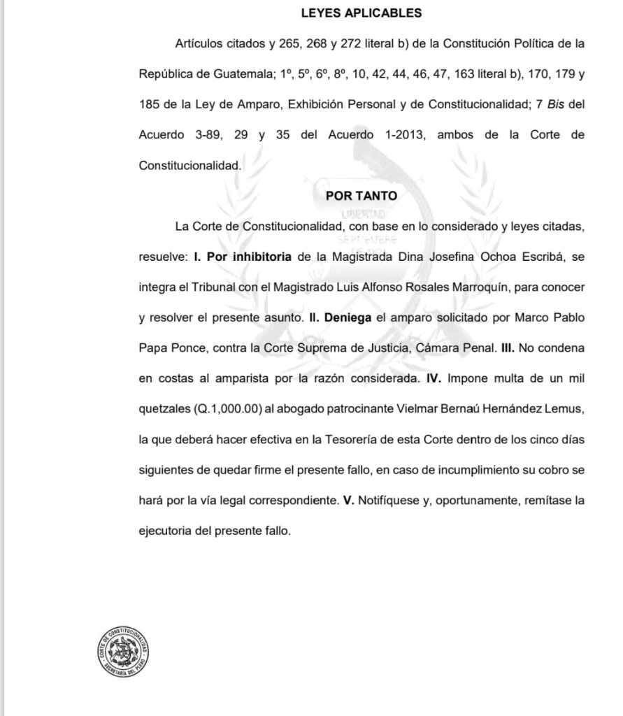 Resolución de la CC confirma prisión contra Marco Pablo Pappa.