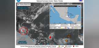 Según el INSIVUMEH el sistema de baja presión localizado en el Golfo de México ganó fuerza y se convirtió en la Depresión Tropical Tres. Foto La Hora / INSIVUMEH