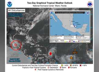 Según el INSIVUMEH el sistema de baja presión localizado en el Golfo de México ganó fuerza y se convirtió en la Depresión Tropical Tres. Foto La Hora / INSIVUMEH