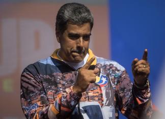 El presidente de Venezuela y candidato a la reelección, Nicolás Maduro, durante un acto de campaña el jueves pasado en Caracas. EFE/ Miguel Gutiérrez