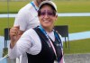 La guatemalteca Adriana Ruano tras la fase clasificatoria de la fosa de los Juegos Olímpicos de París, el miércoles 31 de julio de 2024, en Chateauroux, Francia. (AP Foto/Manish Swarup) Video/ Claro Sports