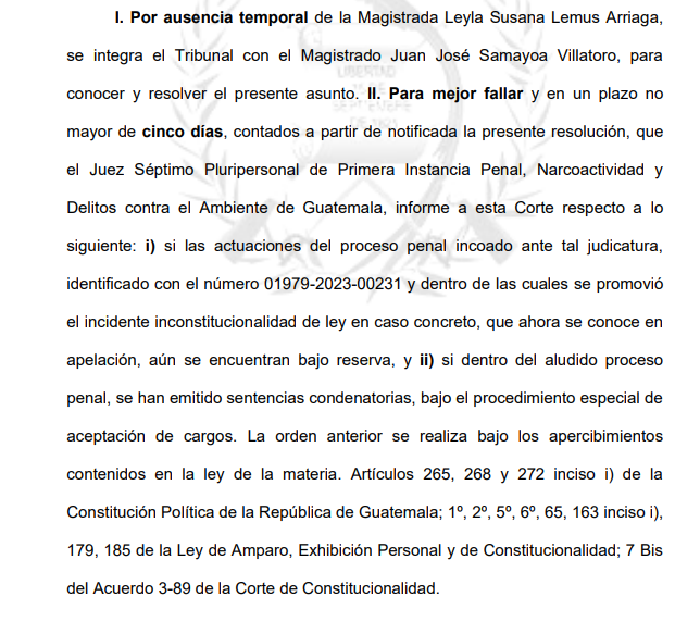 Según resolución de la CC, Orellana tiene 5 días máximo para enviar los informes requeridos. 