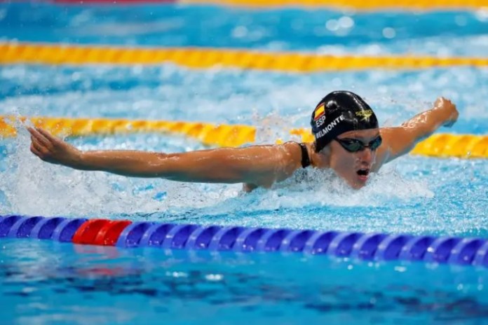 Mireia Belmonte de España compite en la final de los 400 metros combinados femenino de natación por los Juegos Olímpicos 2020 de Tokio (Japón). EFE/ Fernando Bizerra