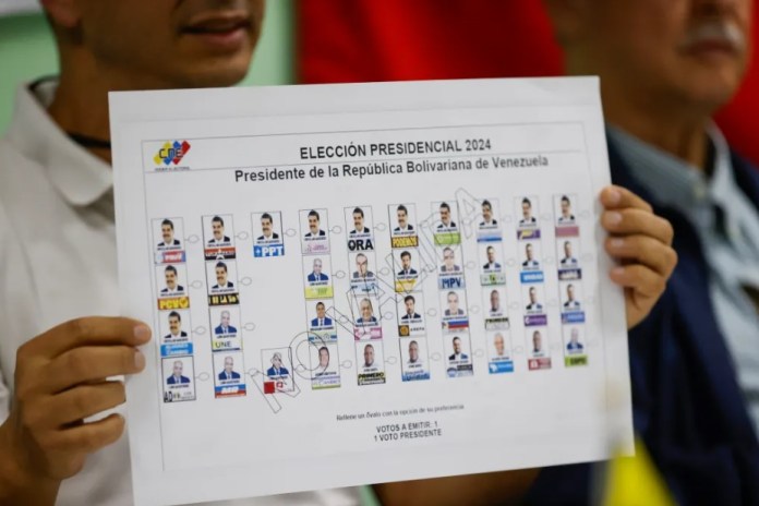 Vista de una ficha de votación de las elecciones en Venezuela, el 26 de julio de 2024. EFE/ Bienvenido Velasco