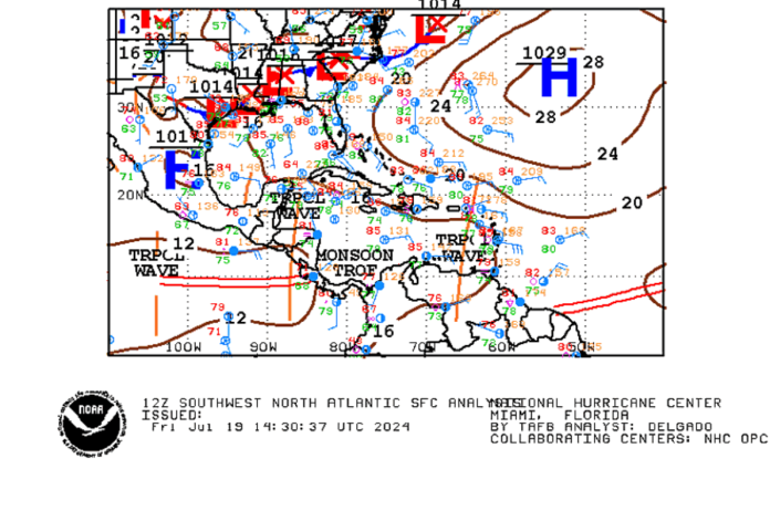 La onda del Este 12 ingresa al paÃ­s este viernes 19 de julio. (Foto: NOAA)